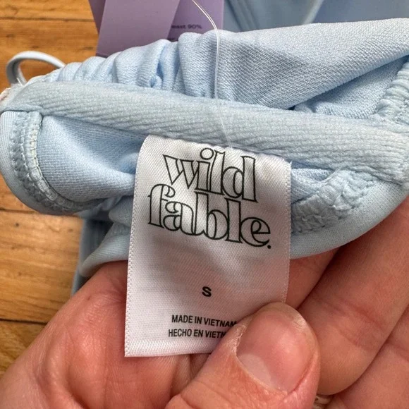 Wild Fable Light Blue Smocked Bralette Bikini Top Size S Removable Pads NWT - Picture 5 of 6